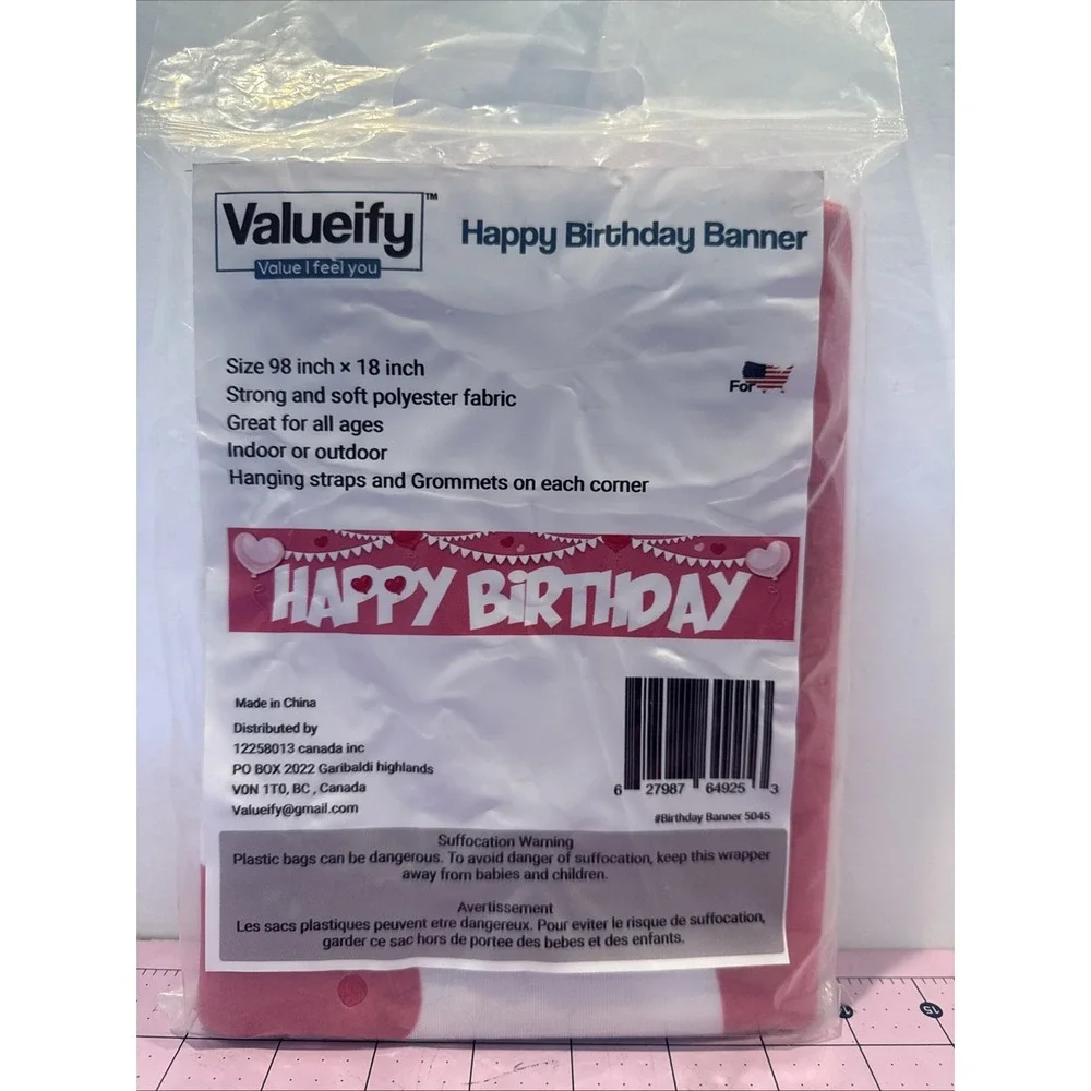 Large Pink & White Happy Birthday Yard Banner 98